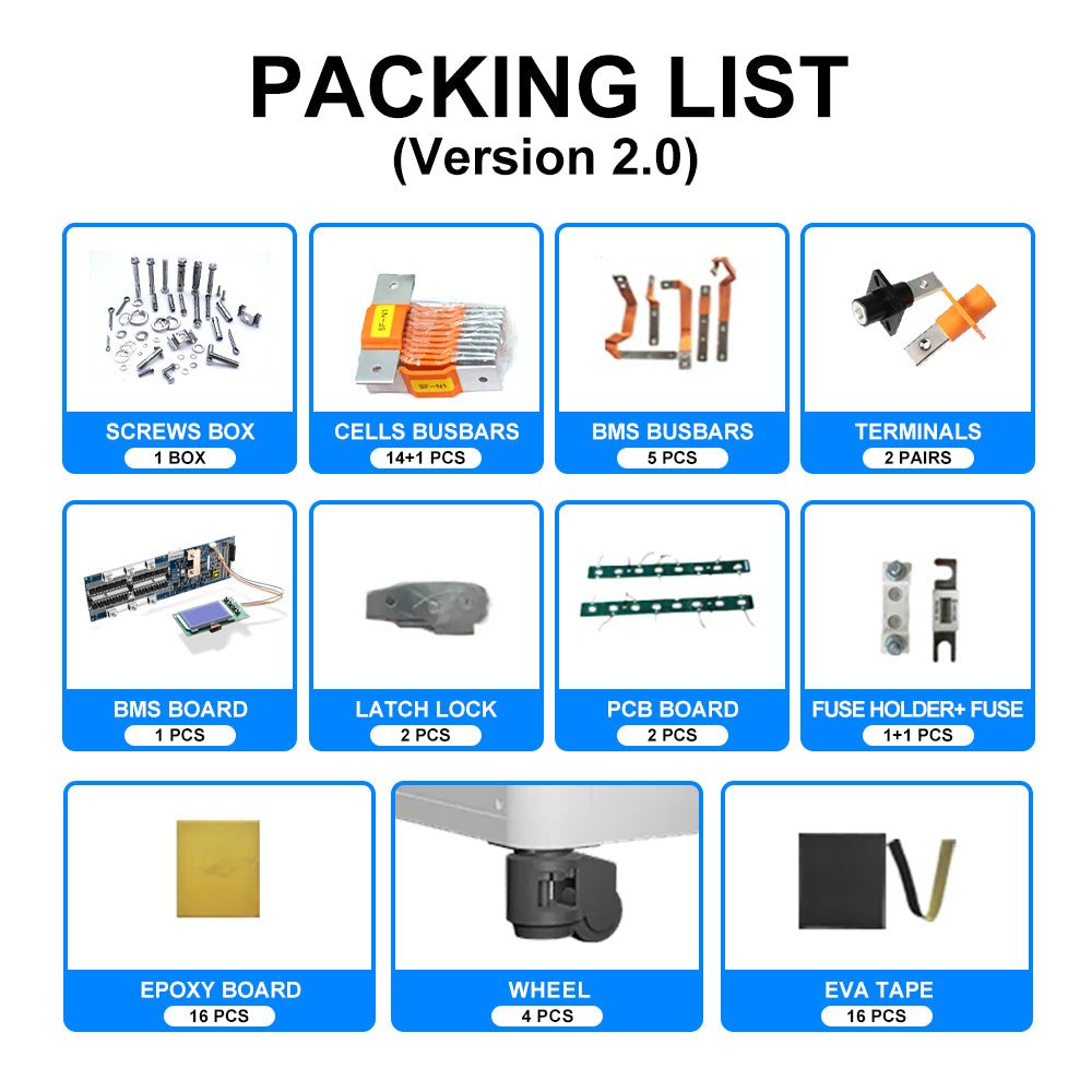 EU stock 51.2V 48V 280ah/304ah/306ah/314ah DIY battery kits 3.0 without active balancer 