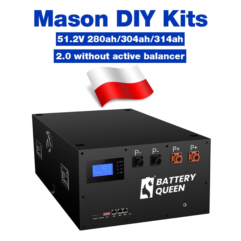 EU Mason Seplos 3.0 version 48V 51.2V 14-15KWH DIY battery case built in 16S 200A smart BMS, no battery cells