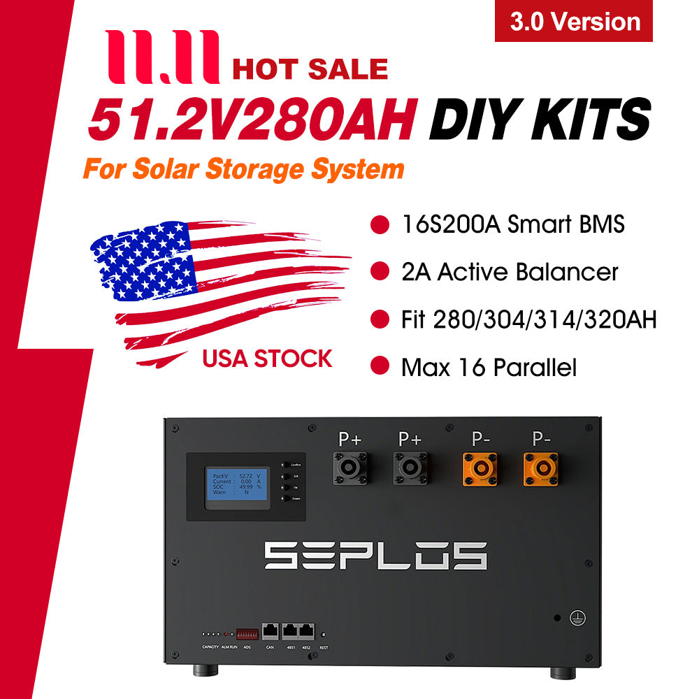 USA stock Seplos Horizontal DIY KITS with active balancer(NO CELLS)