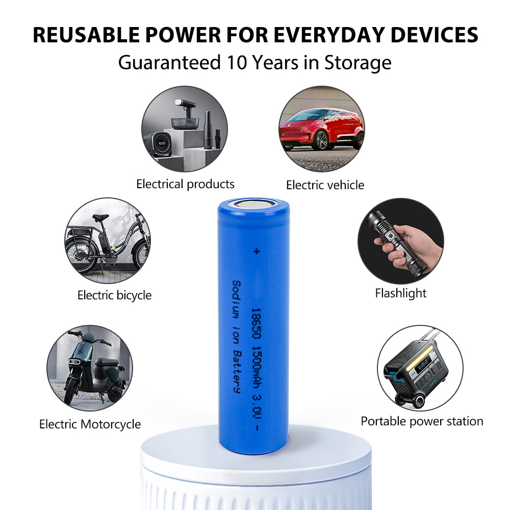 3.1V sodium ion 18650 1500mah battery cell