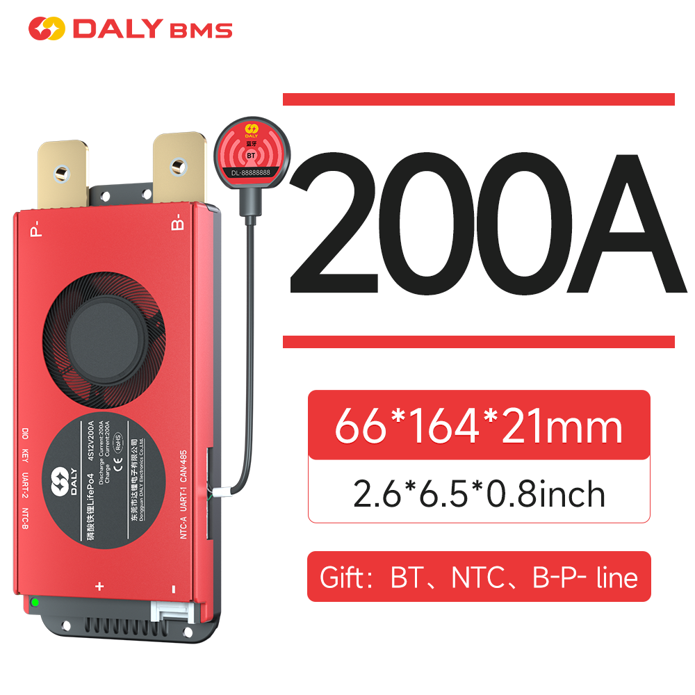 Daly Lifepo4 4S 12V 200A BMS with Bluetooth