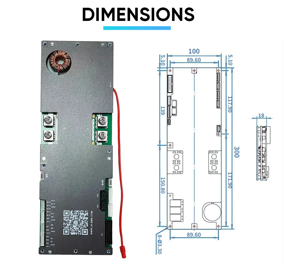 EU Free shipping JK-PB2A16S20P JK inverter bms with 2A active balancer with 4.3' LCD
