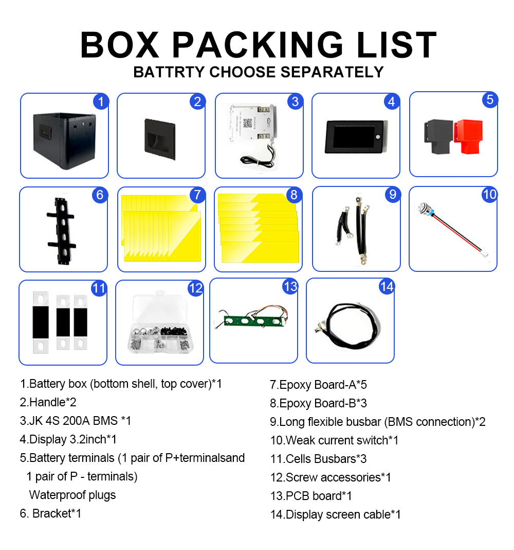 EU STOCK 12V 280AH/314AH/320AH DIY BOX + Cells Bundle Free Shipping