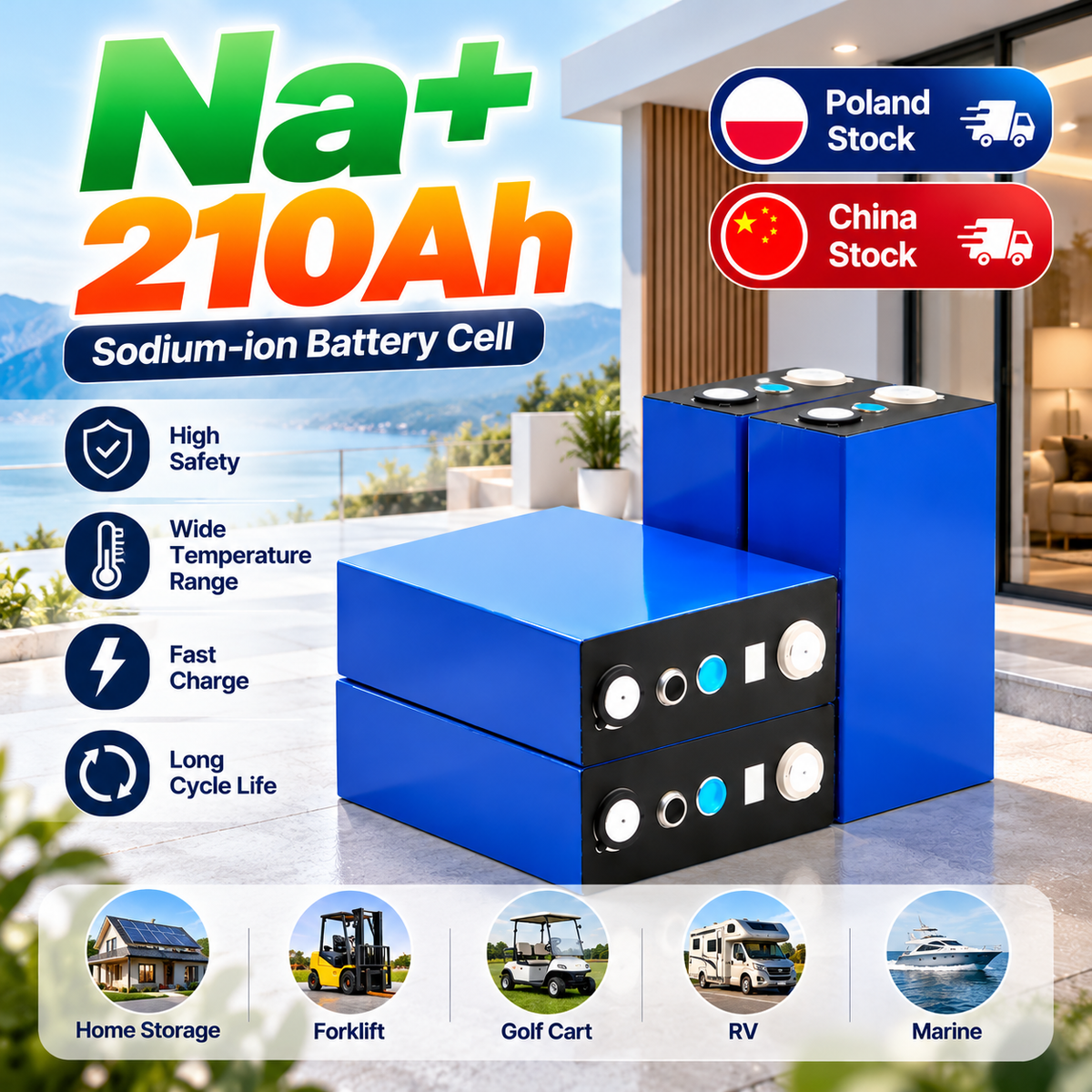EU STOCK NA+ sodium ion 210ah battery cells free shipping