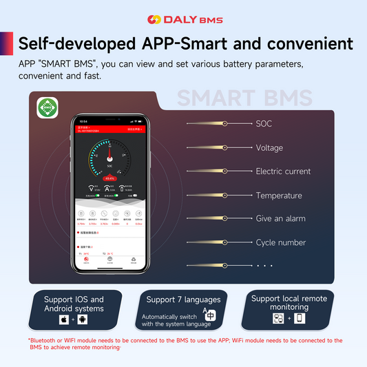 Daly Lifepo4 4S 12V 200A BMS with Bluetooth