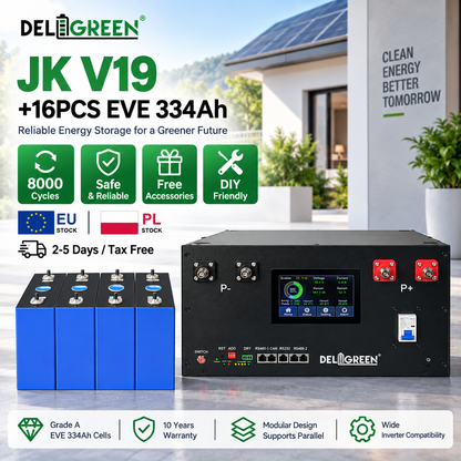 EU Free Shipping JK BMS box + 16pcs EVE 334ah Bundle (Client assemble)
