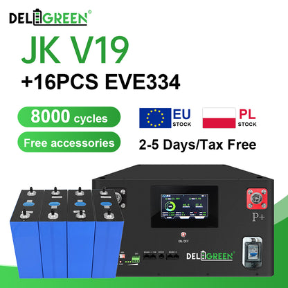 EU Free Shipping JK BMS box + 16pcs EVE 334ah Bundle (Client assemble)