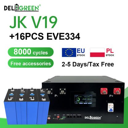 EU Free Shipping JK BMS box + 16pcs EVE 334ah Bundle (Client assemble)