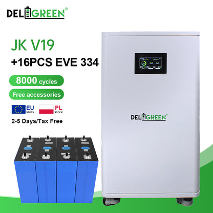 EU Free Shipping JK BMS DIY BOX + 16pcs EVE 334Ah Bundle (Customer assemble)