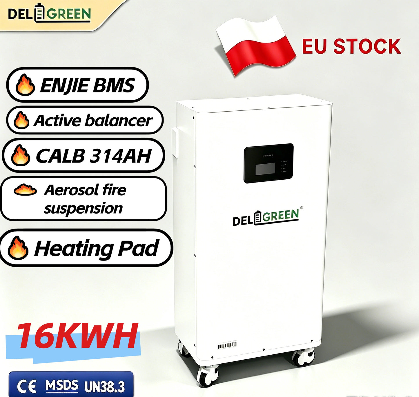 EU 51.2V 314ah 16.1KWH Lifepo4 Battery，Active balancer , Aerosol fire suspension, Heting pad option, Free shipping, 8000 times cycle life