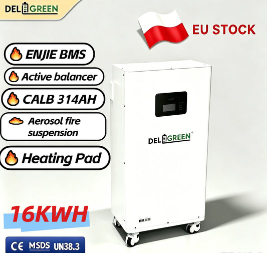 EU 51.2V 314ah 16.1KWH Lifepo4 Battery，Active balancer , Aerosol fire suspension, Heting pad option, Free shipping, 8000 times cycle life