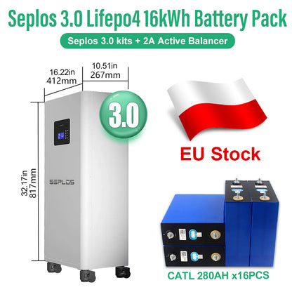 EU SEPLOS V3 48V DIY Kits  + 16pcs EVE 314ah cells DDP (customer assemble)