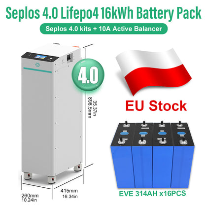 SEPLOS V4 Kit and x16 EVE/CATL 314ah Grade A+ Bundle--EU STOCK