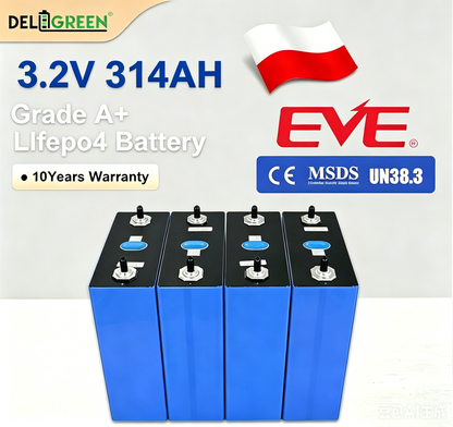 EU Free Shipping MB31 EVE  314ah 3.2V lifepo4,DDP, IN STOCK